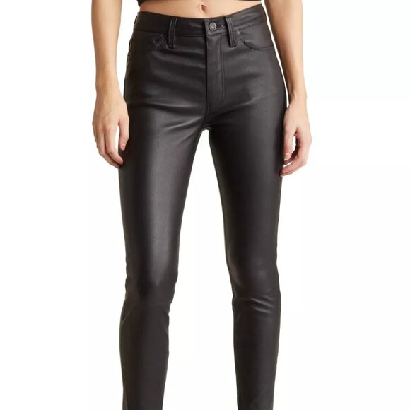 MADE IN THE USA Hudson Women's Barbara Ankle Leather Pants Black Size 28 - Picture 1 of 2